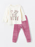 LC Waikiki Crew Neck Velvet Girls' Baby Pajama Set